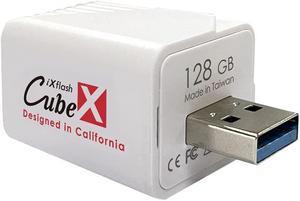 PioData iXflash Cube 128 GB Photo Storage Device Apple MFi Certified USB Type A for iPhone & iPad, Auto Backup Photos & Videos