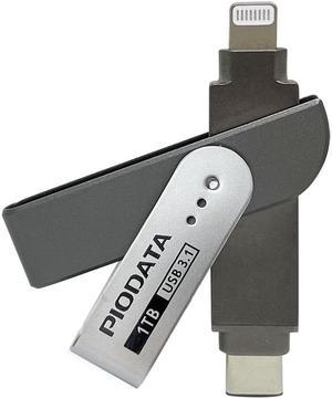 PioData iXflash 1TB MFi Certified Flash Pen Drive for iPhone/iPad/Mac/PC USB 3.1 Type C Lightning External Storage Memory Photo Stick