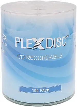 PlexDisc CD-R 700MB 52X Logo Top Recordable Media - 100pk (no Container) FFP 631-817-BX, 100 Discs