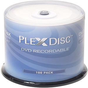 Plexdisc 4.7GB 16X DVD-R White Thermal Hub Printable Disc 100 Packs Model 632-415-BX