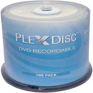 PlexDisc DVD+R 4.7GB 16X White Inkjet Printable Hub Printable - 100pk Cake Box 63C-215-BX, 100 Discs