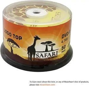 Moserbaer Safari DVD-R 16X 4.7GB Branded Logo Recordable Media Disc-50 Pack Spindle