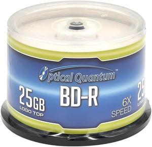 Optical Quantum  6X 25 GB BD-R Single Layer Blu-Ray Recordable Blank Media Logo Top, 50-Disc Spindle