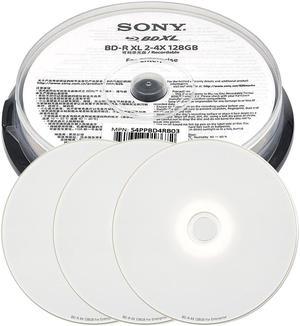 Sony 4X 128GB BD-R XL 3 Discs White Inkjet Printable Blu-ray BDXL Quad Layer BD-R