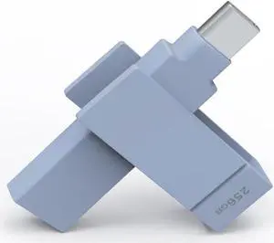PioData Apple MFi Certified iXflash 256GB Backup Flash Drive 2-in-1 USB for iPhone, iPad, and Computer, USB Type A & USB Type C, Morandi Blue, iPhone USB Storage Flash Drive, Photo Stick for iPhone