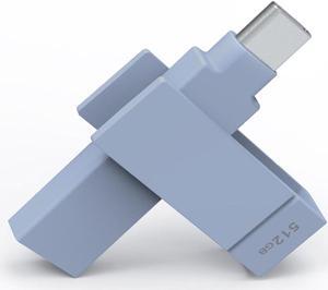 PioData Apple MFi Certified iXflash 512GB Backup Flash Drive 2-in-1 USB for iPhone, iPad, and Computer, USB Type A & USB Type C, Morandi Blue, iPhone USB Storage Flash Drive, Photo Stick for iPhone