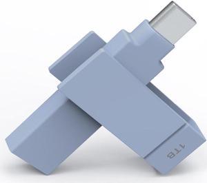 PioData Apple MFi Certified iXflash 1 TB Backup Flash Drive 2-in-1 USB for iPhone, iPad, and Computer, USB Type A & USB Type C, Morandi Blue, iPhone USB Storage Flash Drive, Photo Stick for iPhone