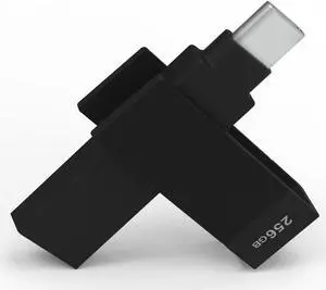 PioData Apple MFi Certified iXflash 256GB Backup Flash Drive 2-in-1 USB for iPhone, iPad, and Computer, USB Type A & USB Type C, Black iPhone Photo Storage Stick, iPhone Flash Drive for Photos