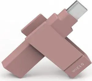 PioData MFi Certified iXflash 512GB Backup Flash Drive 2-in-1 USB for iPhone, iPad, and Computer, USB Type A & USB Type C, Morandi Pink, iPhone USB Storage Flash Drive, External Hard Drive for iPhone