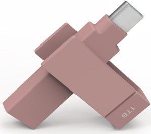 PioData MFi Certified iXflash 1TB Backup Flash Drive 2-in-1 USB for iPhone, iPad, and Computer, USB Type A & USB Type C, Morandi Pink, iPhone USB Storage Flash Drive, External Hard Drive for iPhone