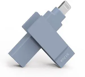PioData Apple MFi Certified iXflash 512GB Backup Flash Drive 2-in-1 USB for iPhone, iPad, and Computer, USB Type A & Lightning, Best Photo Stick for iPhone Photo Transfer and Storage, Morandi Blue
