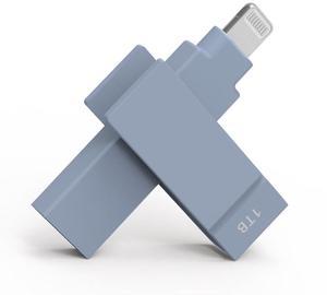 PioData Apple MFi Certified iXflash 1 TB Backup Flash Drive 2-in-1 USB for iPhone, iPad, and Computer, USB Type A & Lightning, Best Photo Stick for iPhone Photo Transfer and Storage, Morandi Blue