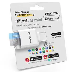 Micro SD Card Reader for iPhone 17/16/15, iPad, Android, Mac, PC, Laptop, USB C Memory Card Reader adapter, Auto Photo Backup, Apple MFi Photo stick Phone Drive iXflash Q mini w/Free App White Micro SD Card Reader for iPhone 17/16/15, iPad, Android, Mac, PC, Laptop, USB C Memory Card Reader adapter, Auto Photo Backup, Apple MFi Photo stick Phone Drive iXflash Q mini w/Free App White