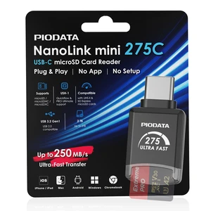 Piodata NanoLink mini USB-C micro SD Card Reader Adapter, Black, 250MB/s Piodata NanoLink mini USB-C micro SD Card Reader Adapter, Black, 250MB/s