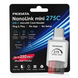 Piodata NanoLink mini USB-C micro SD Card Reader Adapter, White, 250MB/s Piodata NanoLink mini USB-C micro SD Card Reader Adapter, White, 250MB/s