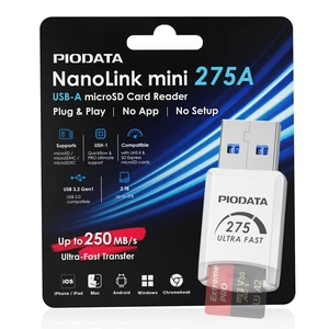Piodata NanoLink mini USB-A micro SD Card Reader Adapter, White, 250MB/s Piodata NanoLink mini USB-A micro SD Card Reader Adapter, White, 250MB/s