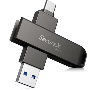 Piodata SecureX 32GB MFi AES-256 Encrypted USB Flash Drive, USB-C & USB-A Piodata SecureX 32GB MFi AES-256 Encrypted USB Flash Drive, USB-C & USB-A