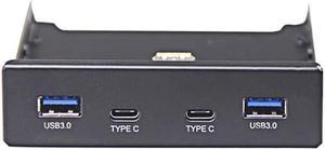 Dual 5Gb/s USB 3.1 Type-C & USB 3.0 Computer 3.5 inch Floppy Bay Front Panel 4 Ports USB Hub, USB3 19Pin to 2x USB 3.0 USB-C + 2x Type A Splitter Adapter