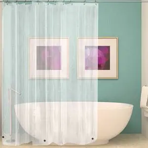 Intsupermai Clear PEVA Shower Curtain 72"W x 72"H Waterproof Mildew Resistant No Smell