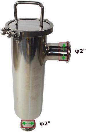 Intsupermai Tri Clamp Sanitary Stainless Steel 304 2'' Strainer Filter L-Type 100 Mesh