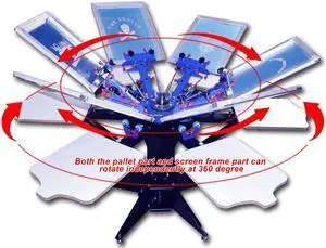 Intsupermai 6 Color Screen Printing Machine 6 Station T-Shirt Printing Press Screen Printer