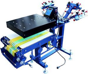 Intsupermai 3 Color 1 Station Silk Screen Printing Press Micro-Registration Screen Printing Machine for Fabric Ribbons with Flash Dryer
