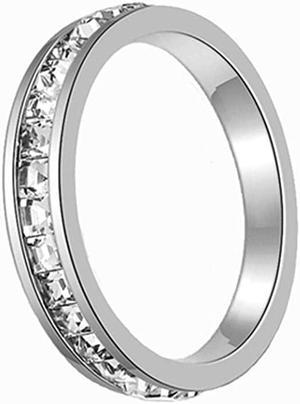 Sterling Silver Jewelry Semi Mount Wedding Band Ring Princess Zircon Diamond Ring Anniversary Gift for Wife 18K White Gold Plated Women Ring S925