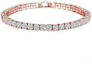 7 inches 4mm 3 colors Gold Plated Tennis Bracelet for Women Jewelry Zircon Diamond Roman Hand Chain with Box 7 inches 4mm 3 colors Gold Plated Tennis Bracelet for Women Jewelry Zircon Diamond Roman Hand Chain with Box