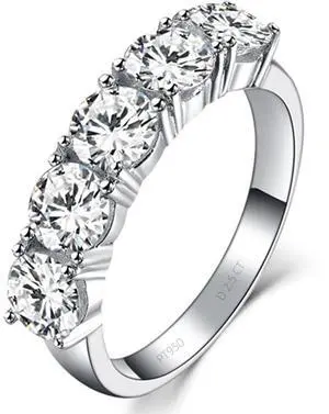 Sterling Silver Jewelry 2.5CT 5 Stones NSCD Diamond Ring for Women 18K White Gold Plated Anniversary Ring Brand Quality Luxury Vintage Ring 6 Sterling Silver Jewelry 2.5CT 5 Stones NSCD Diamond Ring for Women 18K White Gold Plated Anniversary Ring Brand Quality Luxury Vintage Ring 6