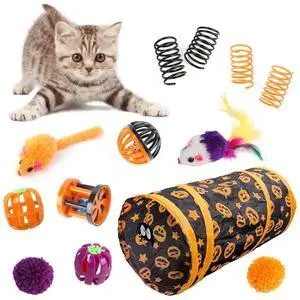 13Pcs Cat Tunnels with Interactive Ball Pumpkin Pattern Cat Play Tube Toy Interactive Ball, Large, Indoor Outdoor, For Cats Kittens Rabbits 13Pcs Cat Tunnels with Interactive Ball Pumpkin Pattern Cat Play Tube Toy Interactive Ball, Large, Indoor Outdoor, For Cats Kittens Rabbits