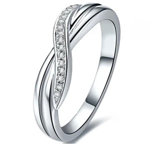 Sterling Silver Wedding Band Ring for Women X Style Brief Design 925 Silver Female Anniversary Riings 18K White Gold Plated 5 Sterling Silver Wedding Band Ring for Women X Style Brief Design 925 Silver Female Anniversary Riings 18K White Gold Plated 5