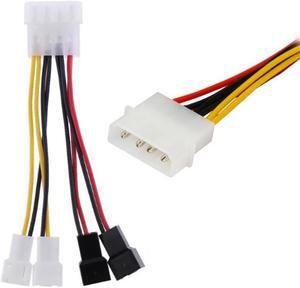 4-Pin Molex to 3-Pin Fan Power Cable Adapter Connector 12v*2 / 5v*2 Computer Cooling Fan Cables for CPU PC Case Fan Cable