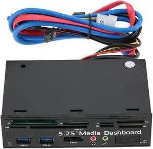 Multi-Function USB 3.0 Hub eSATA Port Internal Card Reader Dashboard Media Front Panel Audio for SD MS CF TF M2 MMC Memory Cards