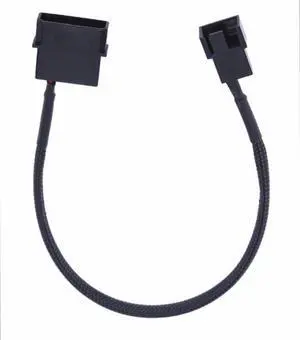 4pin IDE Molex to 1-Port 3Pin/4Pin Cooler Cooling Fan Splitter Power Cable Black Sleeved Connector Converter