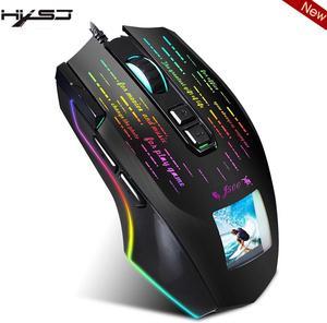 HXSJ J500 USB Wired Gaming Mouse RGB Gaming Mouse with Display Screen Six Adjustable DPI for Desktop Laptop Mouse Gamer