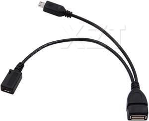 est 1 in 2 OTG Micro USB Host Power Y Splitter USB Adapter to Mirco 5 Pin Male Female Cable