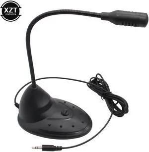 Flexible Stand Mini Studio Speech Microphone 3.5mm Plug Gooseneck Mic Wired for Computer PC Desktop Notebook School Speech