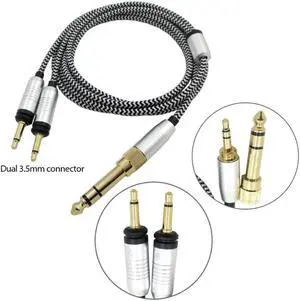 OIAGLH Replacement Headset Cord for Focal ELEGIA Upgrade Cable 3.5mm Male 6.35mm to Double 3.5mm Male Cord Replacements