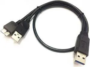 FOR USB 3.0 dual Power Y Shape 2 x Type A TO Micro B Cable External Hard Drive Disk