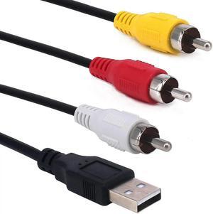 FOR USB to 3RCA Cable,5 Feet/1.5m USB Male to 3 RCA Male Jack Splitter Audio Video AV Composite Adapter Cord Cable (USB M/3RCA M)