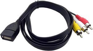 FOR USB to 3RCA Cable,5 Feet/1.5m USB 2.0 Female to 3 RCA Male Jack Splitter Audio Video AV Composite Adapter Cord (USB F/3RCA M)