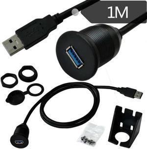 FOR 1m USB 3.0 Waterproof fast cable 5Gbps Dashboard Panel Male To Female Car Motorcycle Ship Adapter