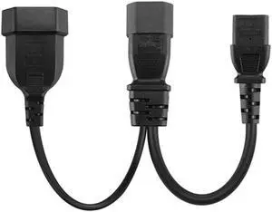 FOR Y Type Splitter Power Cord,Iec320 3 Pin C14 To Male C13+2 Hole Eu 4.0Mm Female Socket Ac Power Cord