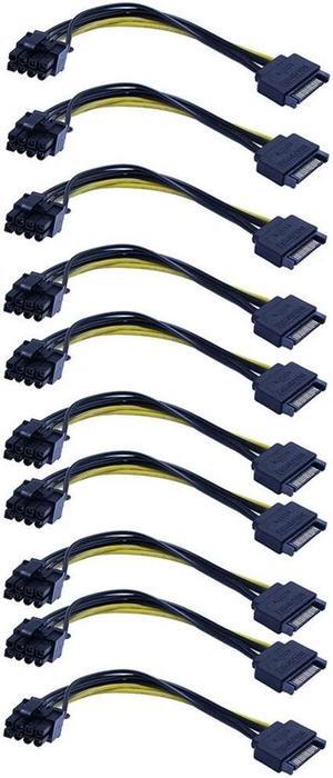 FOR 10Pcs/Lot SATA 15 Pin Sata Male To PCI-E Express 6+2 Pin 8 Pin Male Video Power Adapter Connector Cable 20Cm