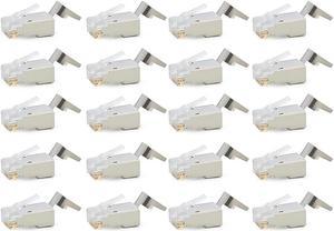 FOR 20 Pcs Cat6/6A RJ45 Pass Through Modular Plugs Shielded (STP) External Ground Connector,EZ Crimp