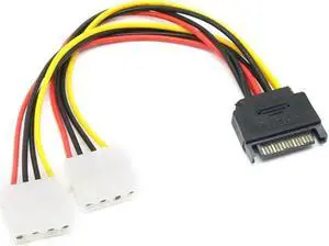 FOR 10PCS SATA 15-Pin Male To Dual 4-Pin Molex Female Y Splitter IDE Hard Drive Power Converter Cable 8Inch/20Cm