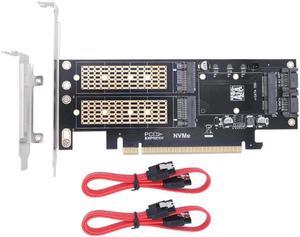 FOR 3 in 1 Desktop Computer Riser Card PCIE X16 to M.2 M Key NVME SSD+M.2 B Key SATA SSD+MSATA SSD Adapter Card