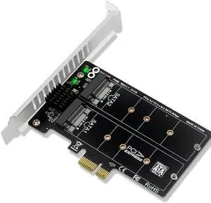 FOR PH58 2 x M2 SATA to PCIE Adapter Card Double Disc Display Card RAID Splitter Expansion Card PCIe X1 to NGFF M2 SATA SSD