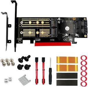 FOR 3 In 1 Msata And M.2 NVME SATA SSD To PCI-E 4X And SATA3 Adapter With Heatsink Supports PCIE M.2 SSD