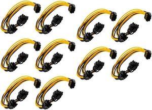 FOR 10Pcs 6Pin To 2X8pin(6+2)Pin Power Cable 6 Pin PCI E To 2Xpcie 8 (6+2) Pin Graphics Video Card PCI-E VGA Power Cable